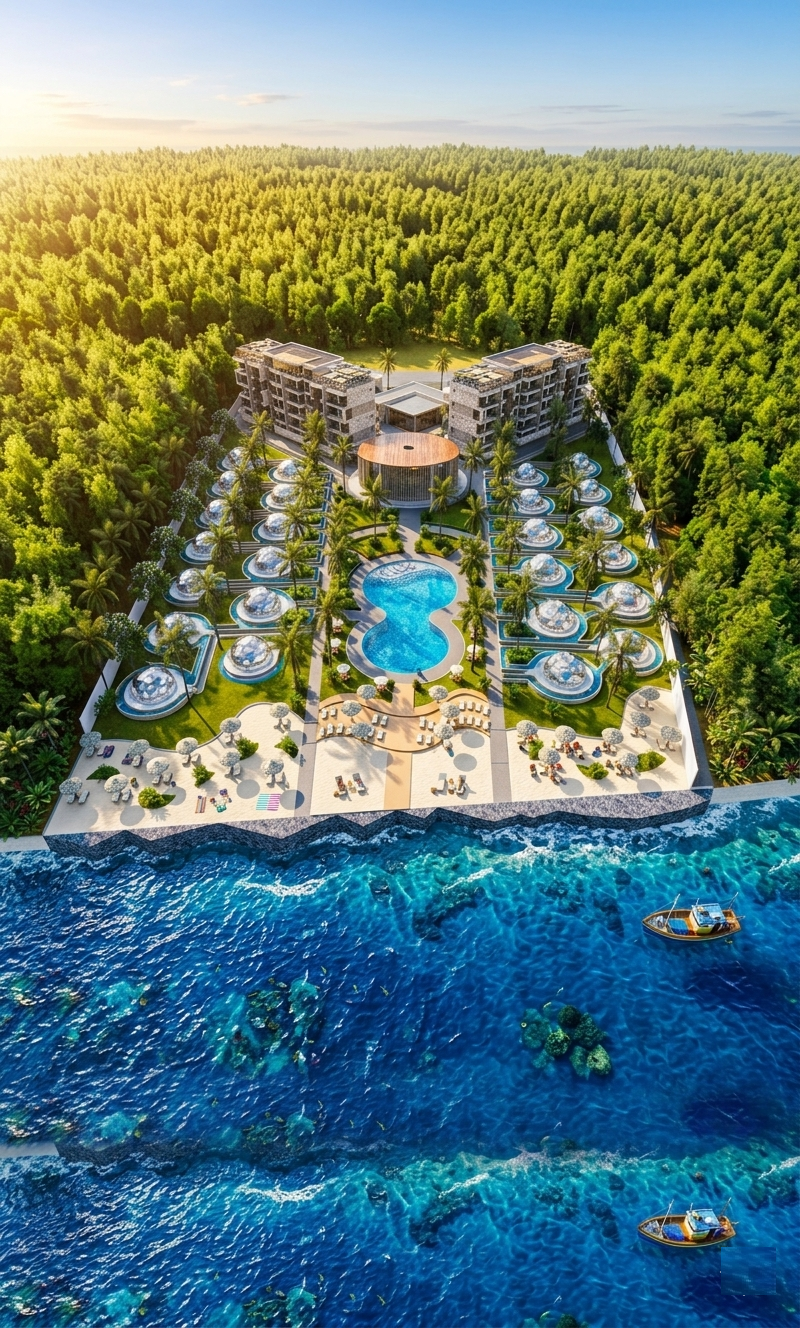 Da1 Hotel & Resorts Zanzibar – aerial view of luxury resort